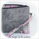 Pochette - droite - zippé - gris simili lilas gris noiir03 - GFC