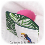 Pochette - droite - zippé - blanc vert feuillage br toucan03 - GFC