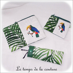 LOT Pochette - droite - zippé - blanc vert feuillage br toucan00 - GFC