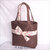 Sac - cabas non zippe - marron simili ecru rose 00