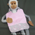 Enfant - bavoir double - rose pale et imp licorne grise 00