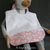 Enfant - bavoir double - blanc motif princesse souris rose saumon moutarde 01