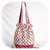 Sac - seau  -  beige simili rouge jacquard rond 01 - GFC