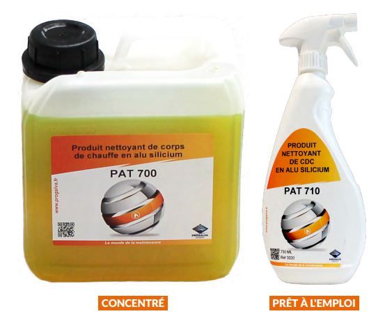 Liquide nettoyage corps de chauffe alu silicum PAT 700 - PROGALVA