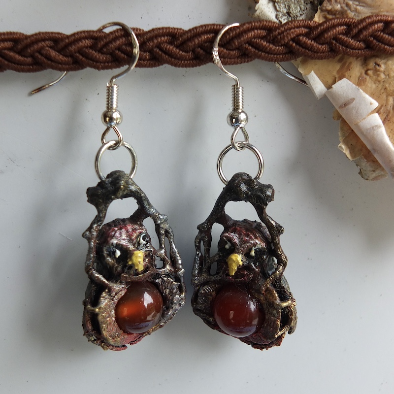 Boucles d'oreilles Les ailes de la nuit Cornaline V2