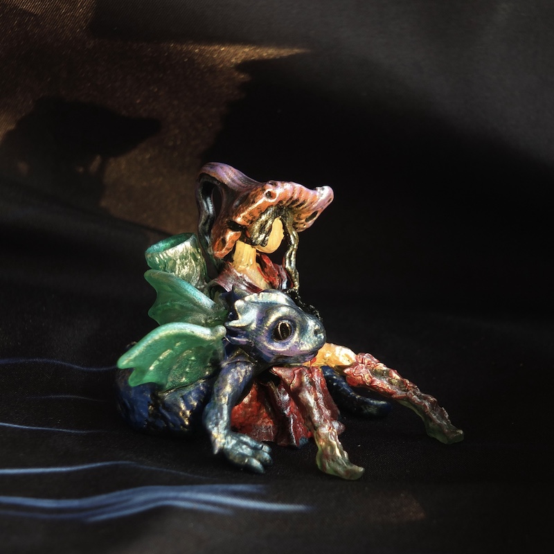Figurine %22Brindille et BB Dragon%22 Nacre 1