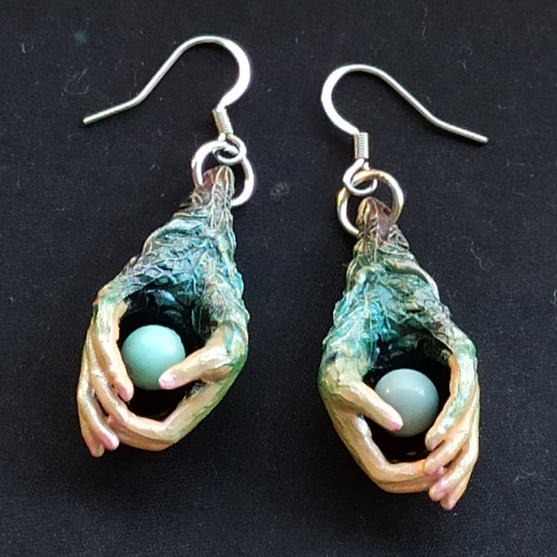Graine d'amour boucles d'oreilles Jaspe Aqua