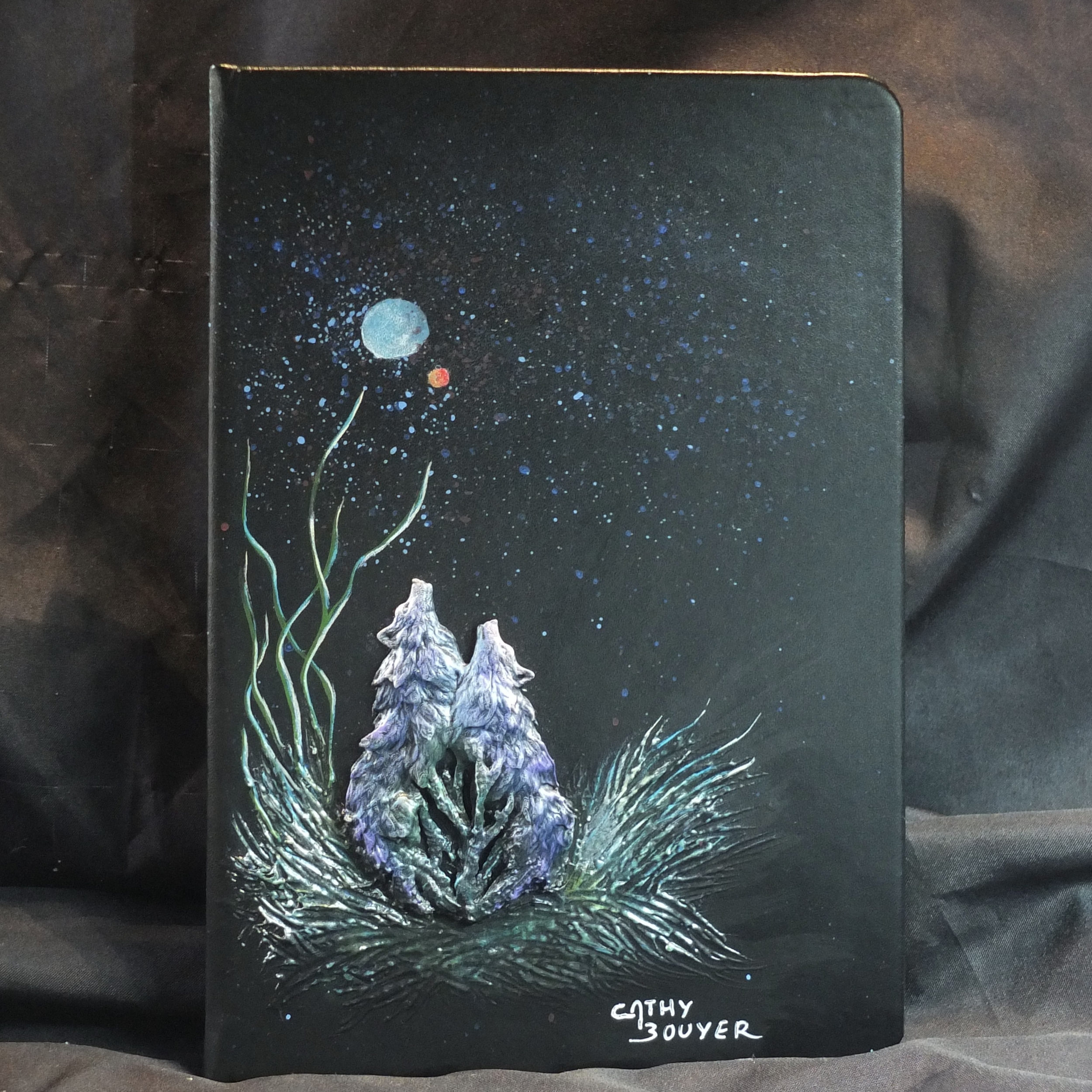 Carnet carnet féerique personnalisé Hati et Sköl  avec figurine artisanale MM