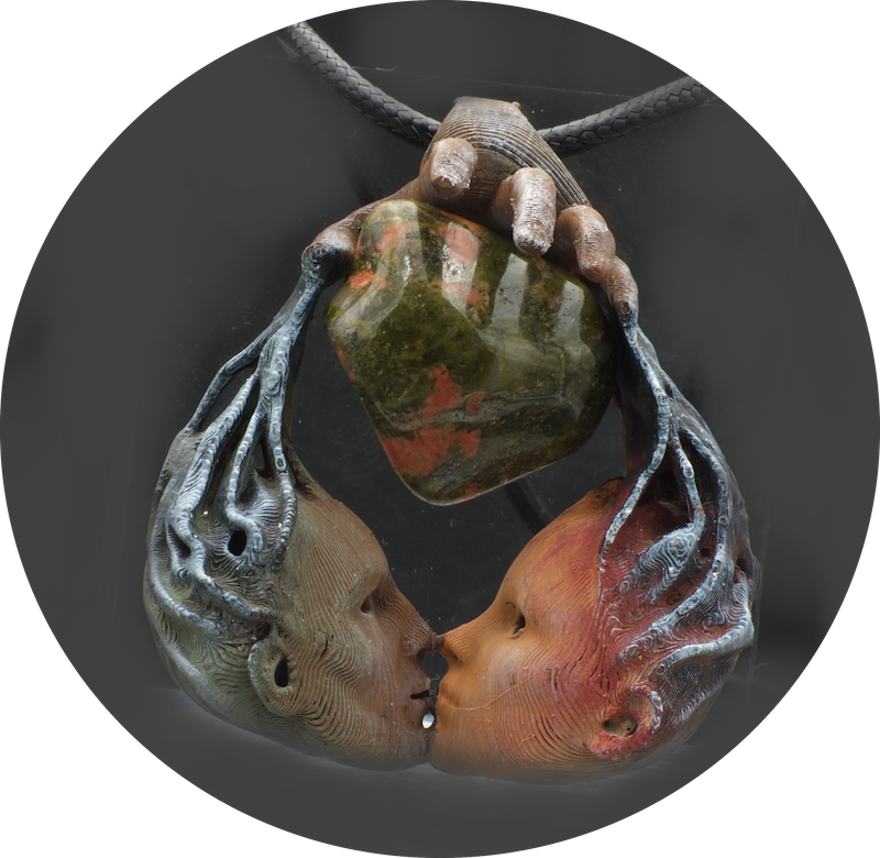 Pendentif Amour volé Unakite-pierre naturelle Gaia Passion-Le secret des lutins