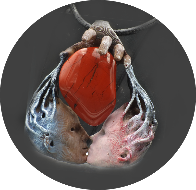 Pendentif Amour volé Jaspe rouge-pierre naturelle Gaia Passion-Le secret des lutins