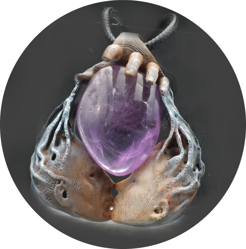 Pendentif Amour volé Améthyste-pierre naturelle Gaia Passion-Le secret des lutins
