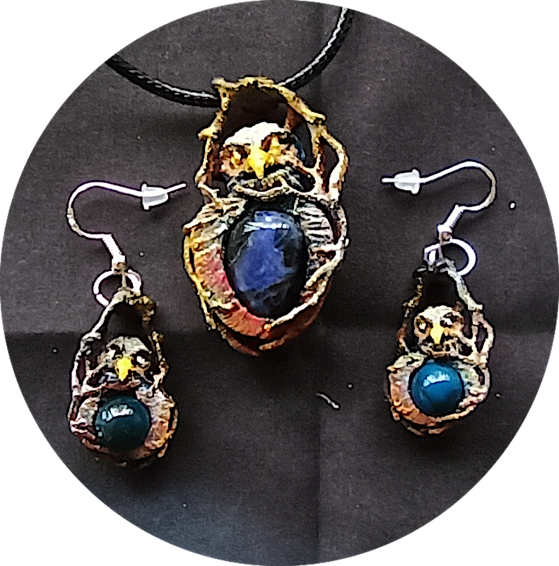 Chouette parure %22Elerinna%22 sodalite et agate Atelier Le secret des lutins2