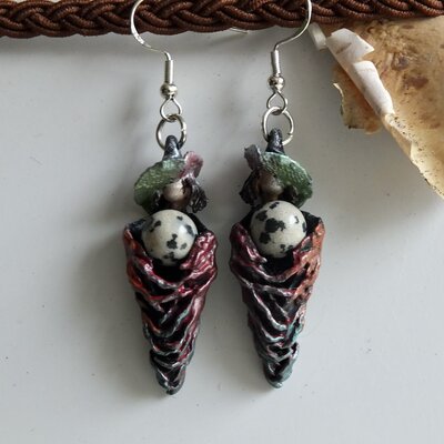 Boucles d'oreilles Portefaix Jaspe Dalmatien V2