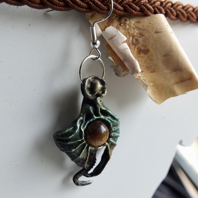 Boucles d'oreilles Dragonnières Oeil de tigre V1 2