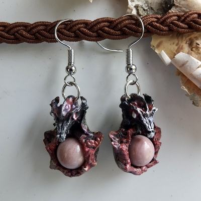 Boucles d'oreilles Dragons Agate du Bostwana V2