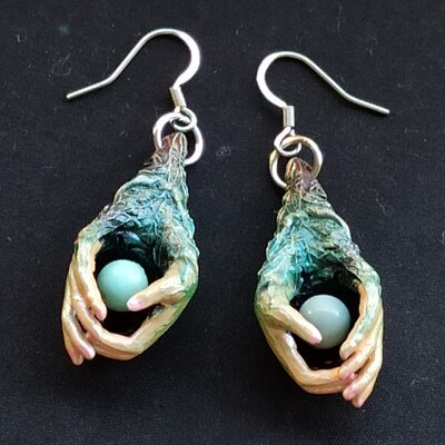 Graine d'amour boucles d'oreilles Jaspe Aqua