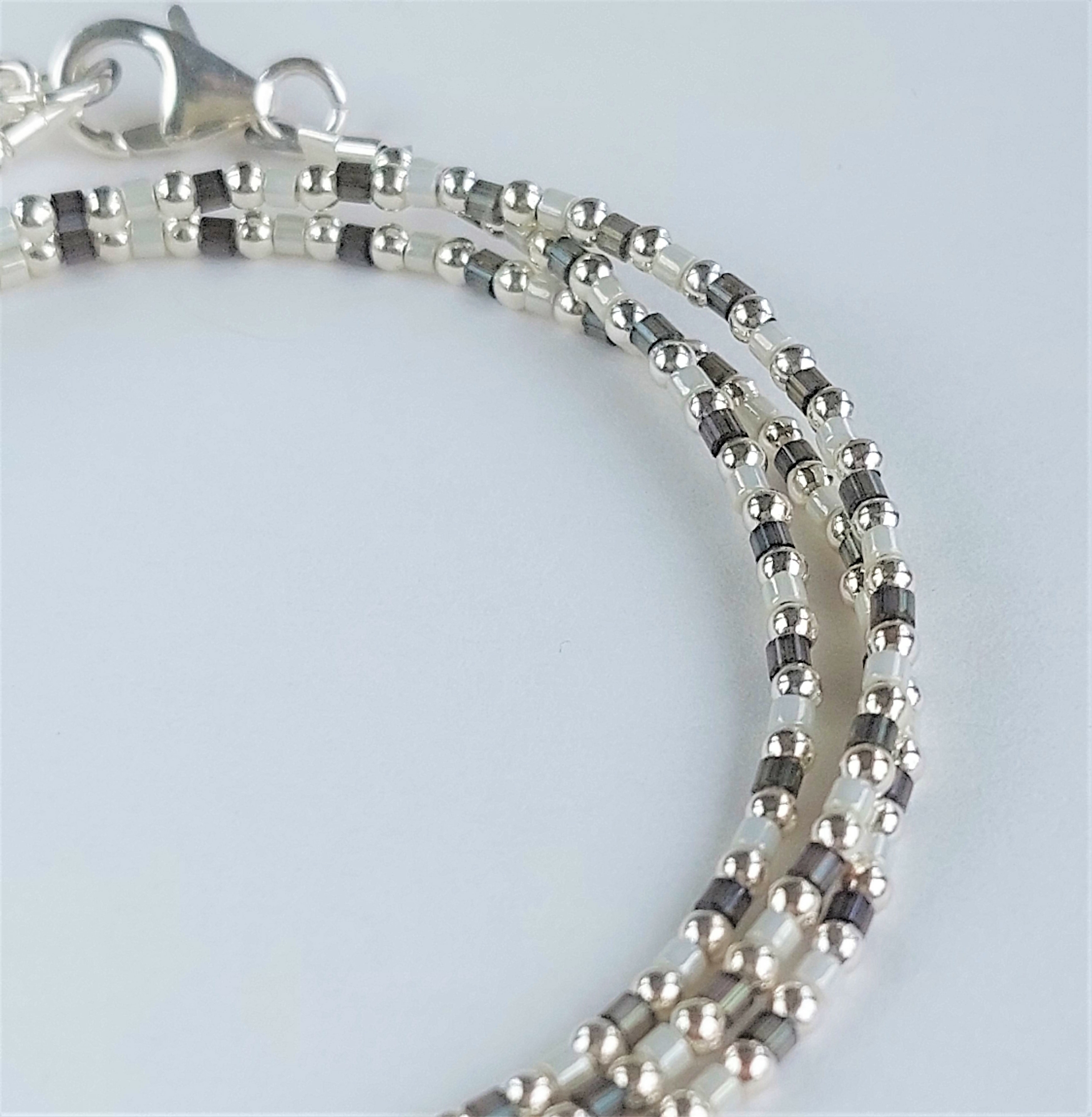 MARIANNE-GRIS-BRACELET-ARGENT 925-MIYUKI-LINSOLENTE BIJOUX