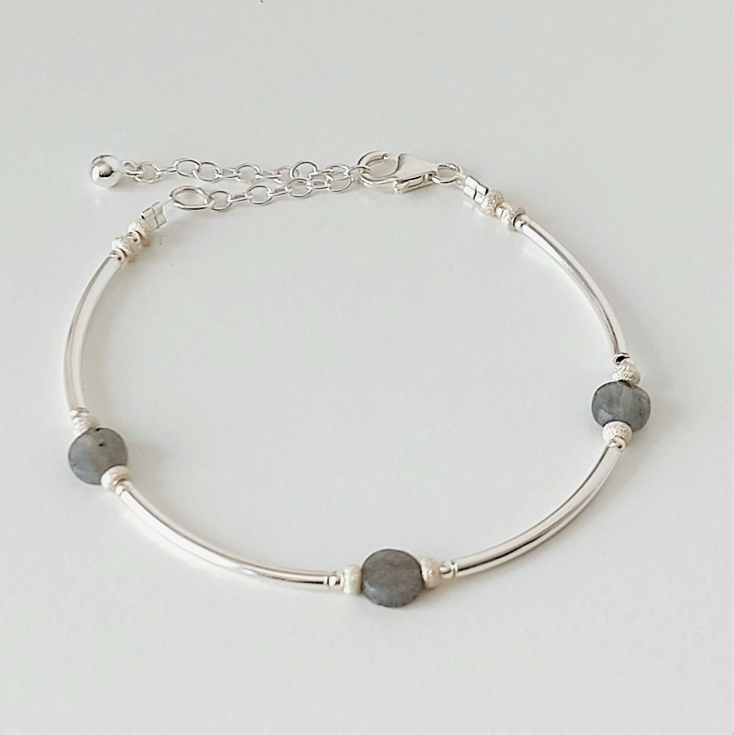 3 ARMANDE-LABRADORITE-BRACELET-ARGENT MASSIF-ARGENT 925-LINSOLENTE BIJOUX-