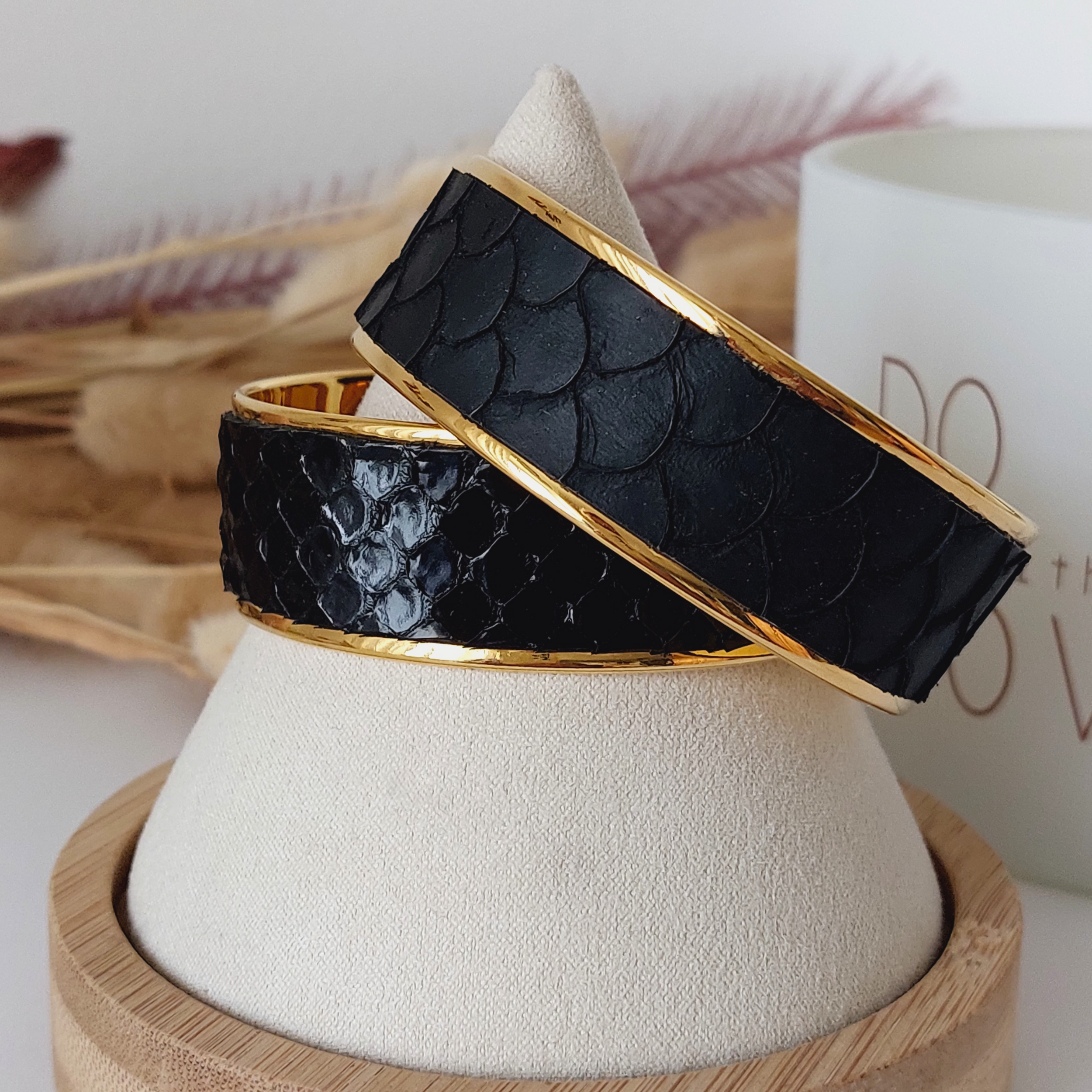 bracelet- manchette-cuir-véritable-georgia-noir