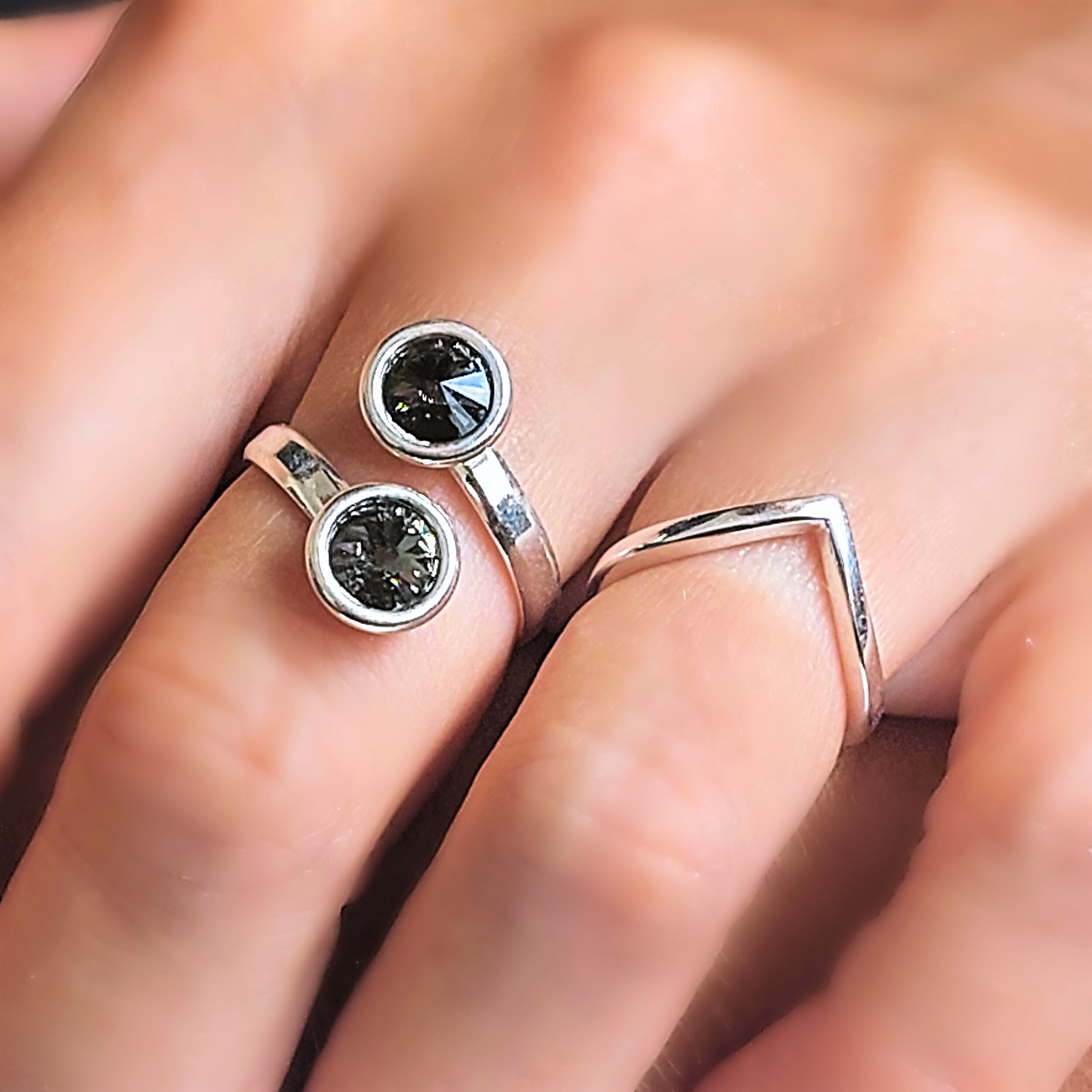 Bague En Argent Sterling 5.00 G Réglable - Taille 58, Anneau Simple Sans Marque - Occasion Bon état