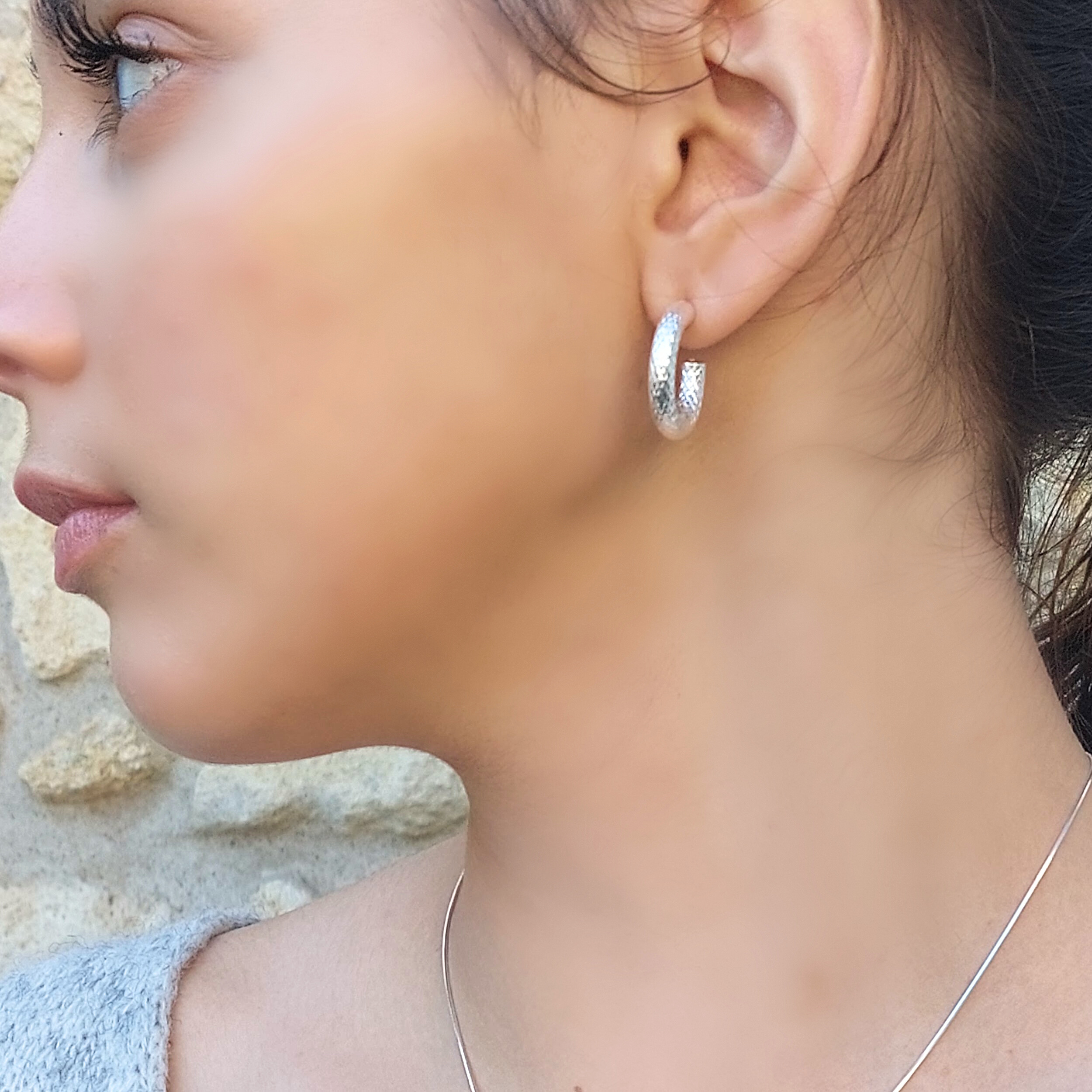 Boucles D'oreilles Créoles En Argent 925 - Argenté - Neuf Sans Emballage