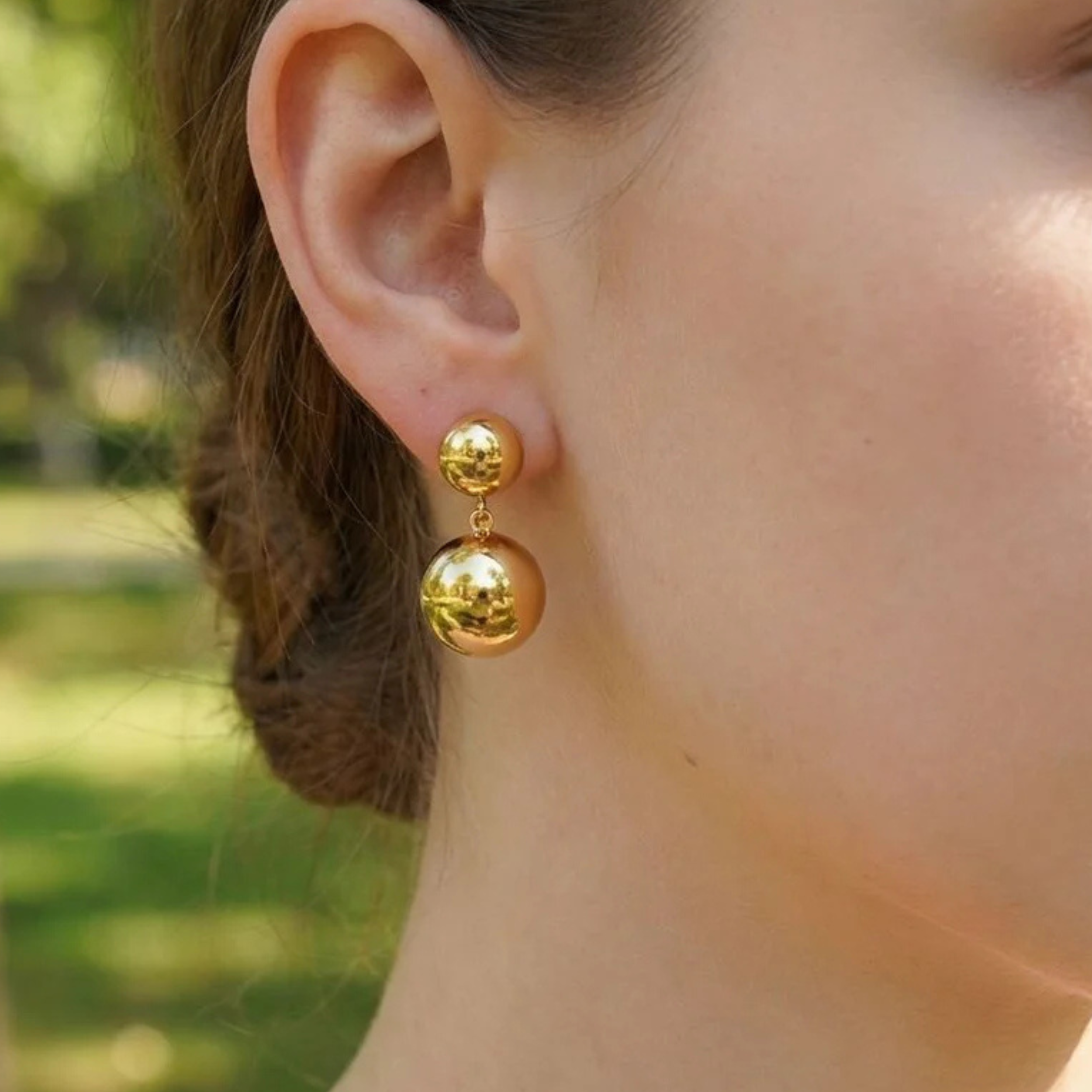 Boucles D'oreilles Créoles Boules Soleil Avec Cristaux - Acier Inoxydable Doré - Taille Unique, Neuf Avec étiquettes