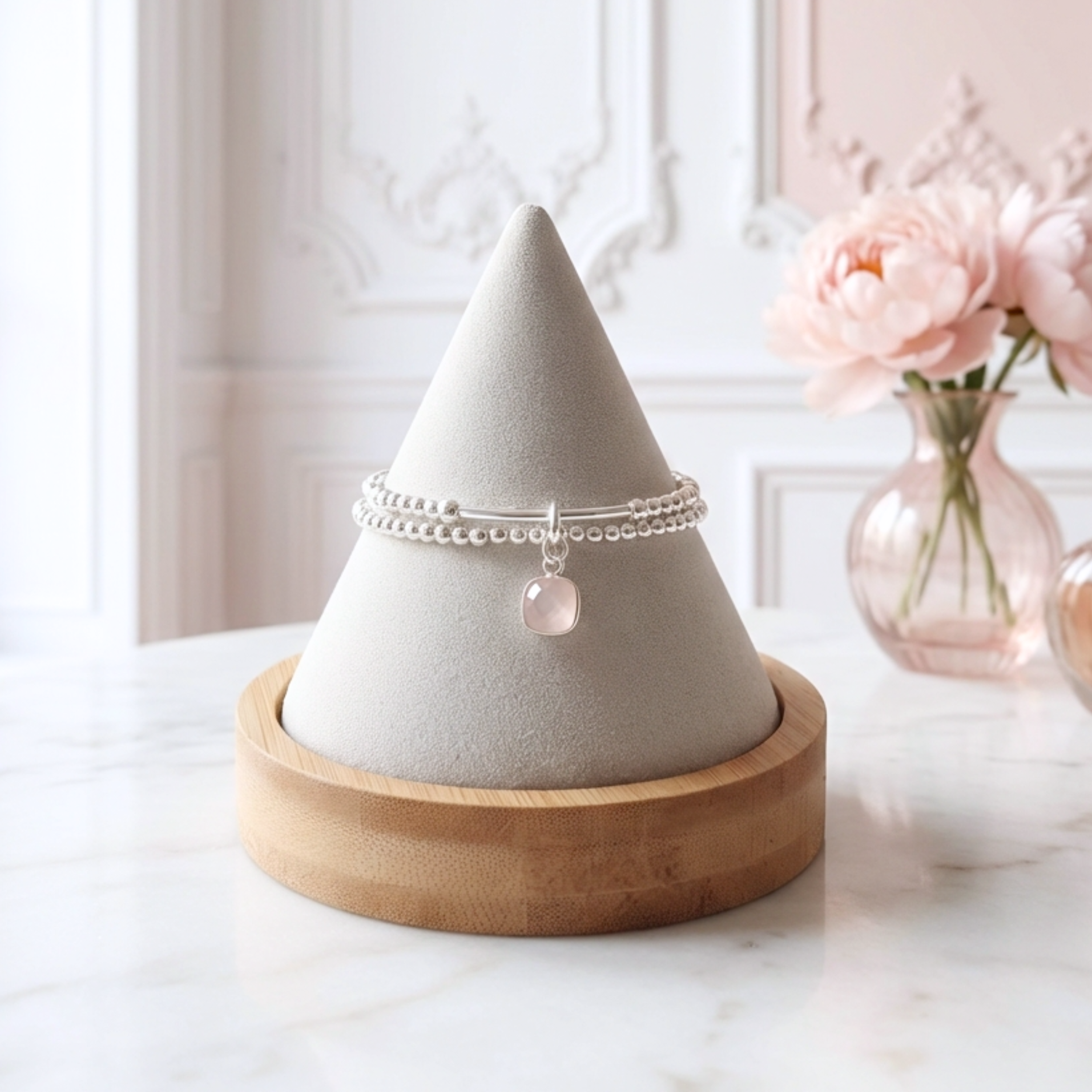 bracelet-lithothérapie-2-rangs-elastique-double-femme-argent-massif-925-quartz-rose-l-insolente-bijoux