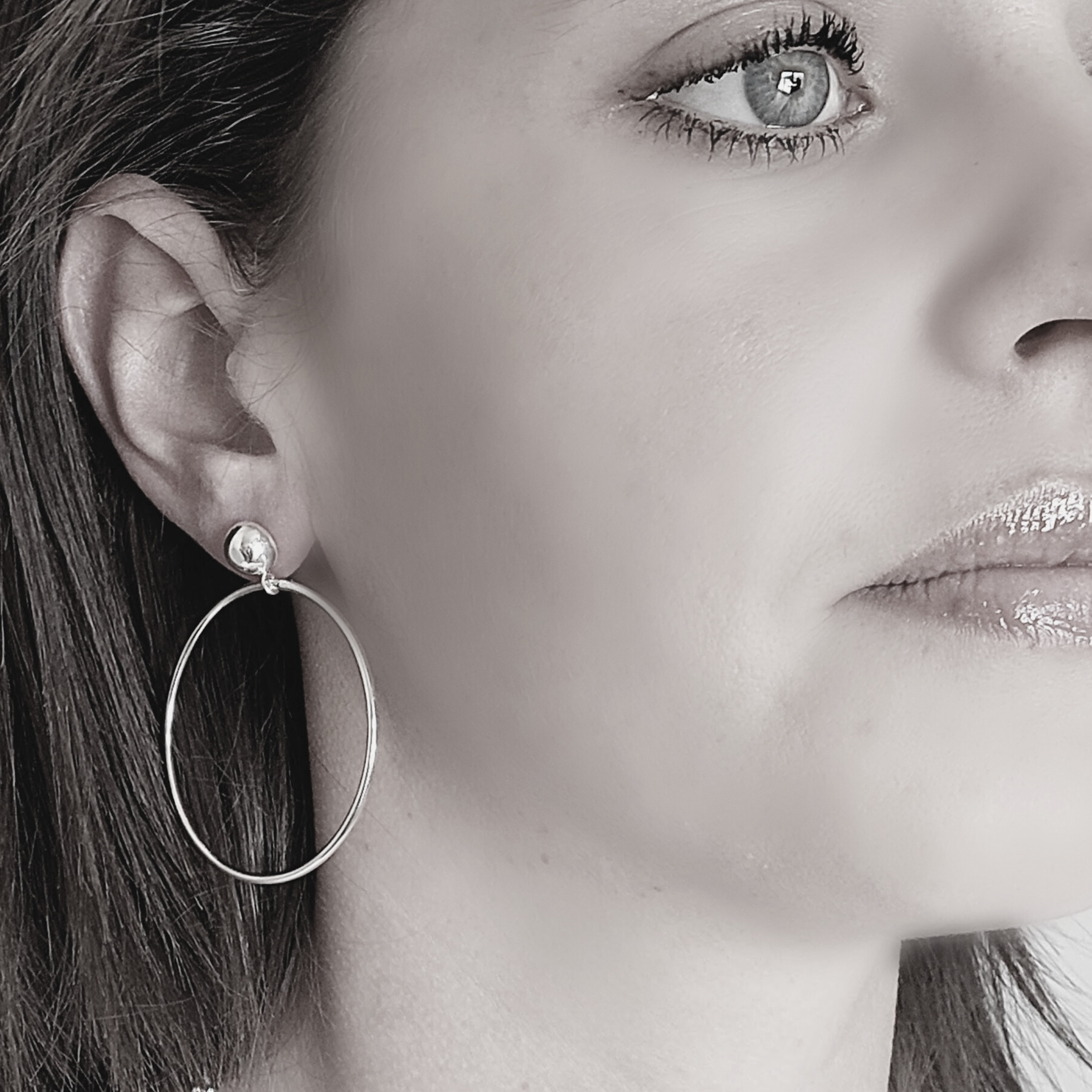 Boucles D'oreilles Créoles Argent Massif – Anneaux à Clous