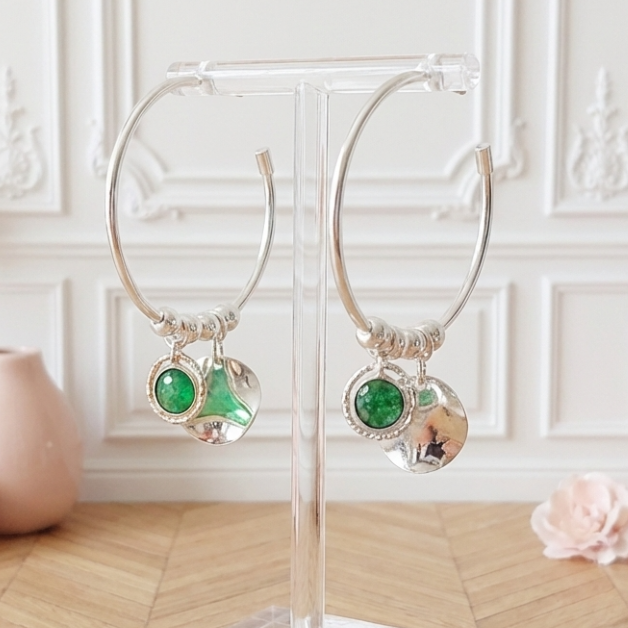 boucles-d-oreilles-creoles-femme-argent-925-massif-lithotherapie-jade-verte-linsolente-bijoux