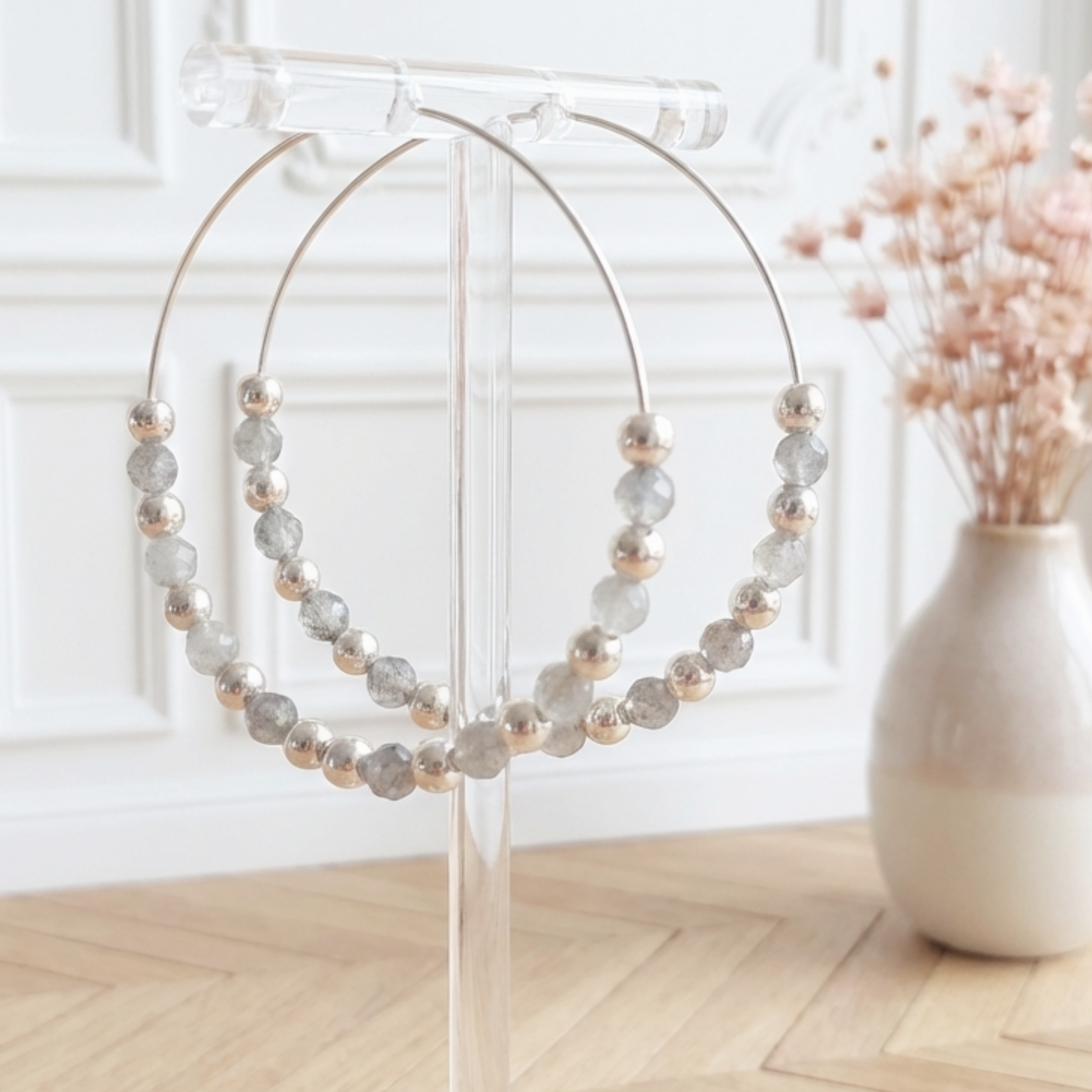 boucles-d-oreilles-creoles-argent-massif-labradorite-véritable-linsolente-bijoux