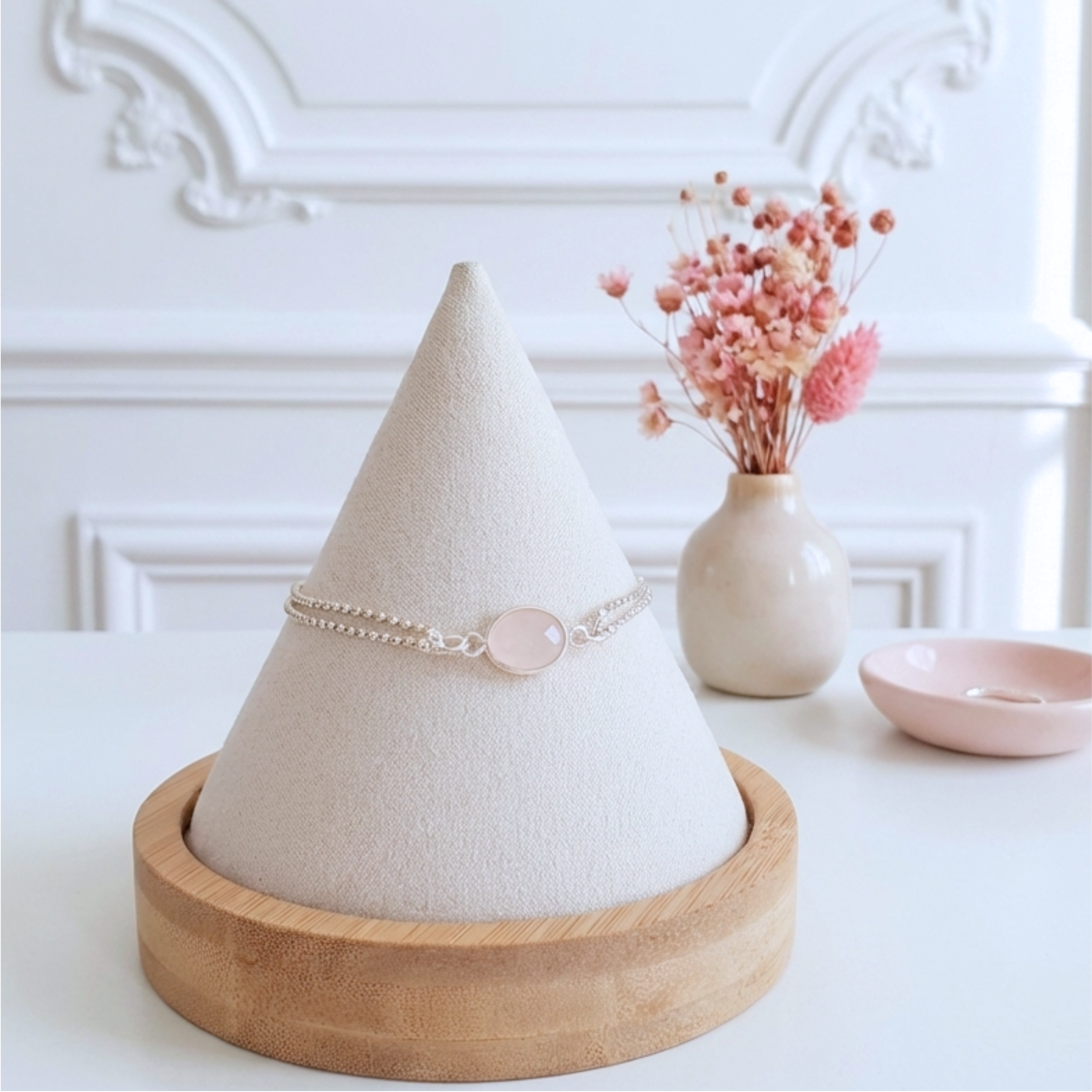 bracelet-argent-massif-femme-chaine-quartz-rose-véritable-linsolente-bijoux