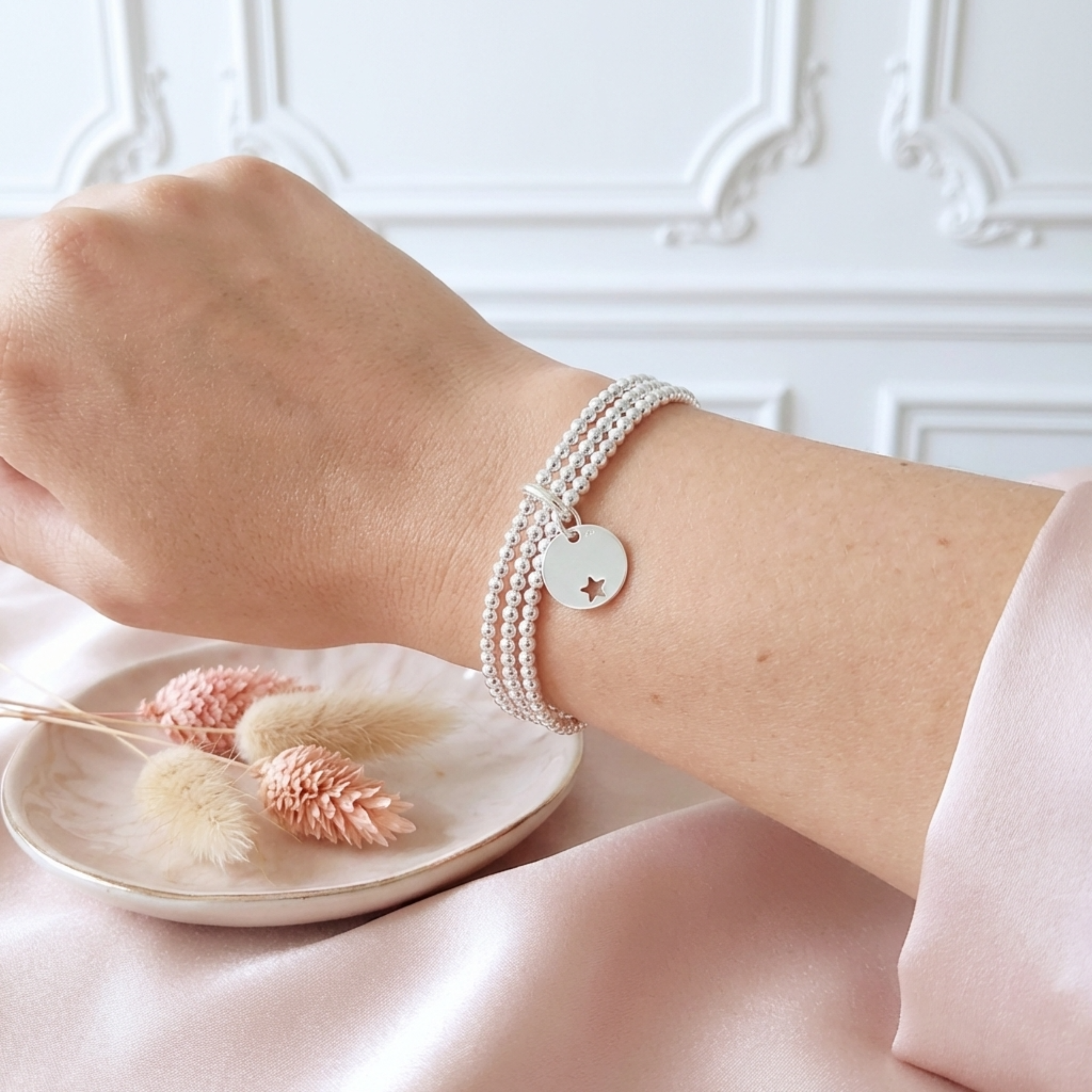 bracelet-femme-perles-argent-massif-925-medaille-etoile-linsolente-bijoux