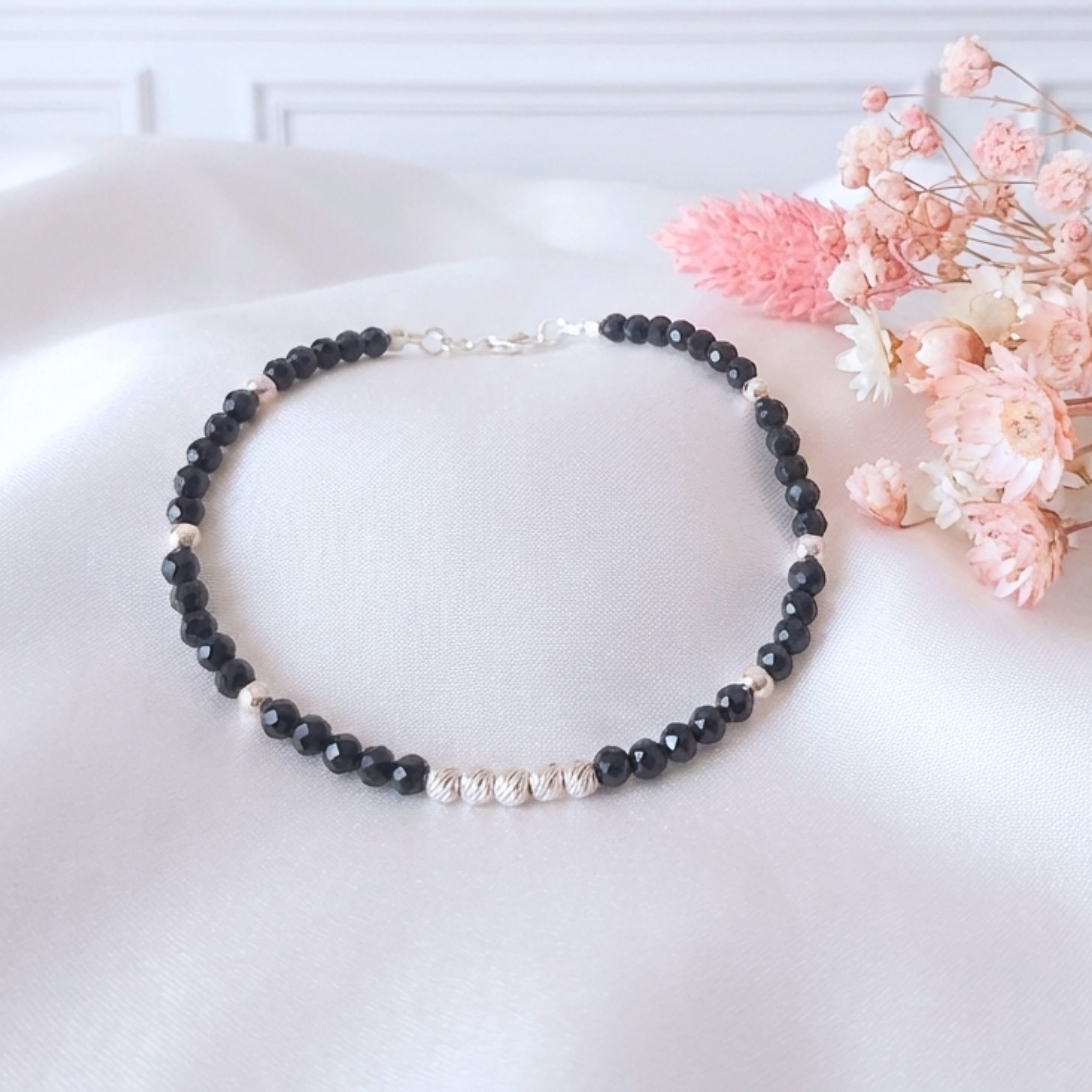 bracelet-perles-argent-massif-925-femme-spinelle-noire-lithothérapie-l-insolente-bijoux