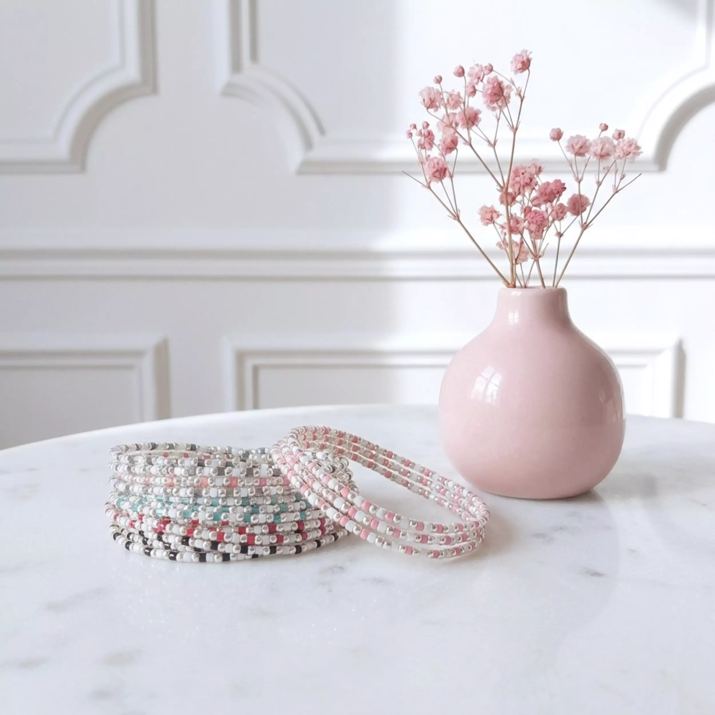 Bracelet multi-tours perles miyuki MARIANNE argent 925 massif — L'Insolente Bijoux