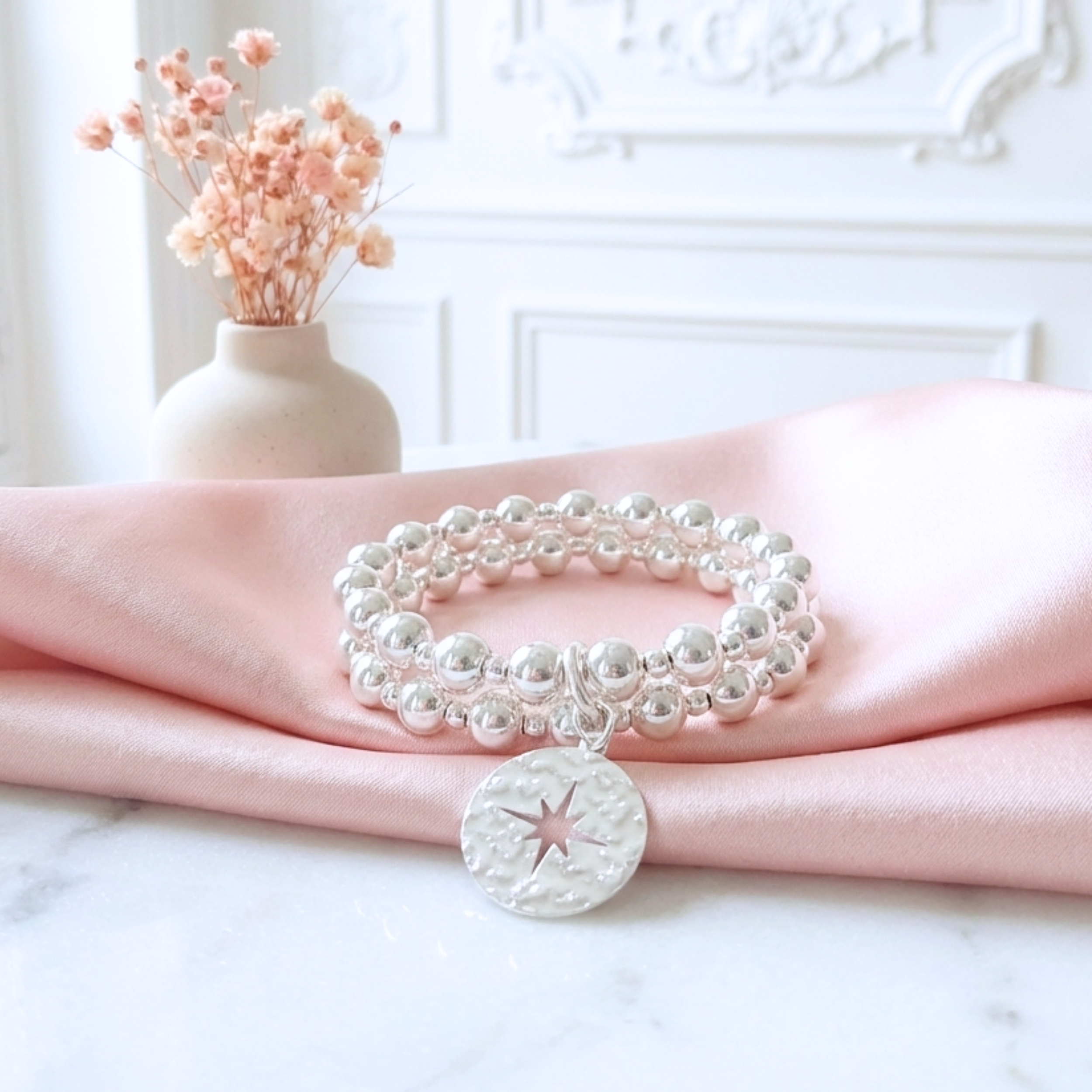 bracelet-argent-massif-925-elastique-double-rangs-etoile-polaire-linsolente-bijoux