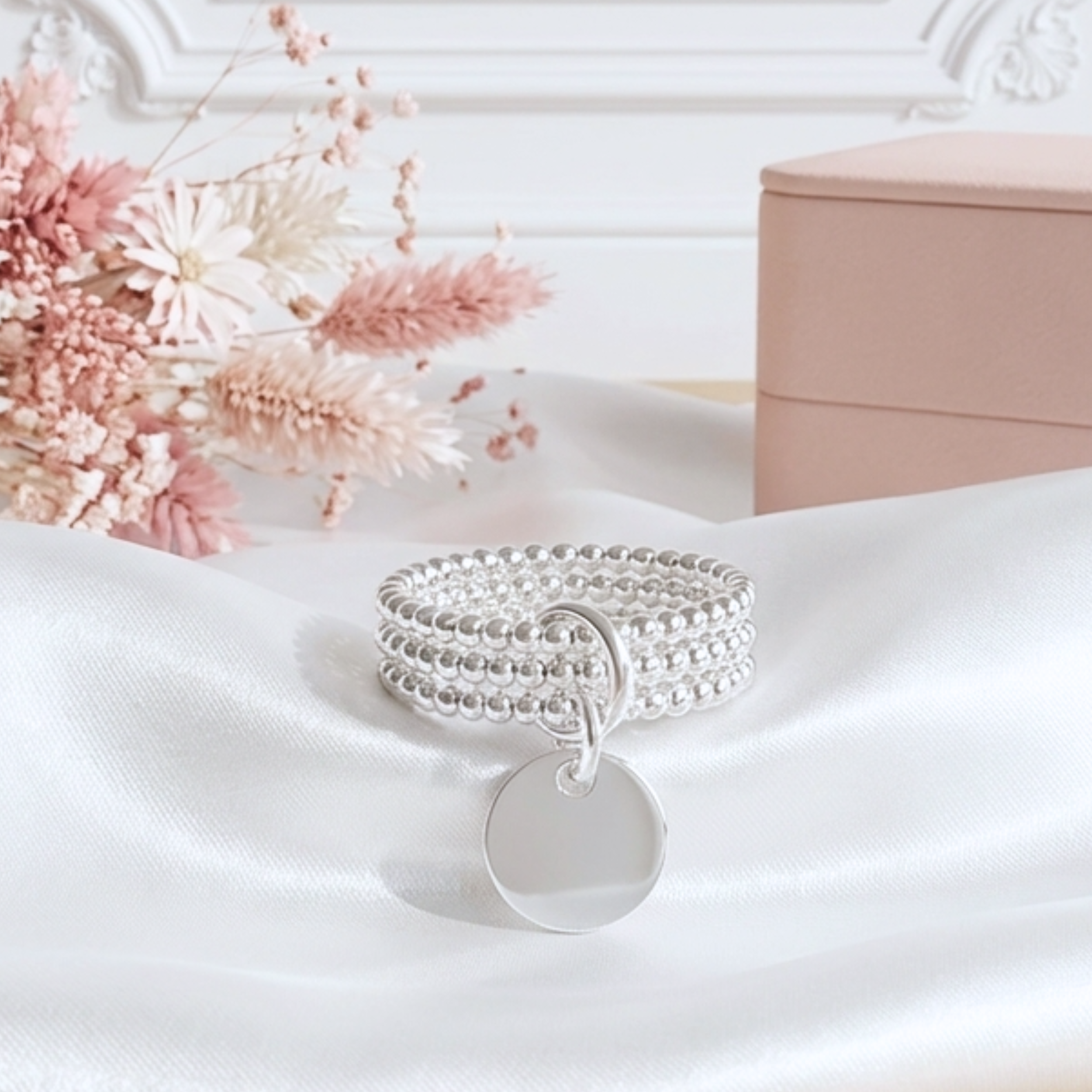bague-argent-massif-925-perles-3-rangs-médaille-linsolente-bijoux
