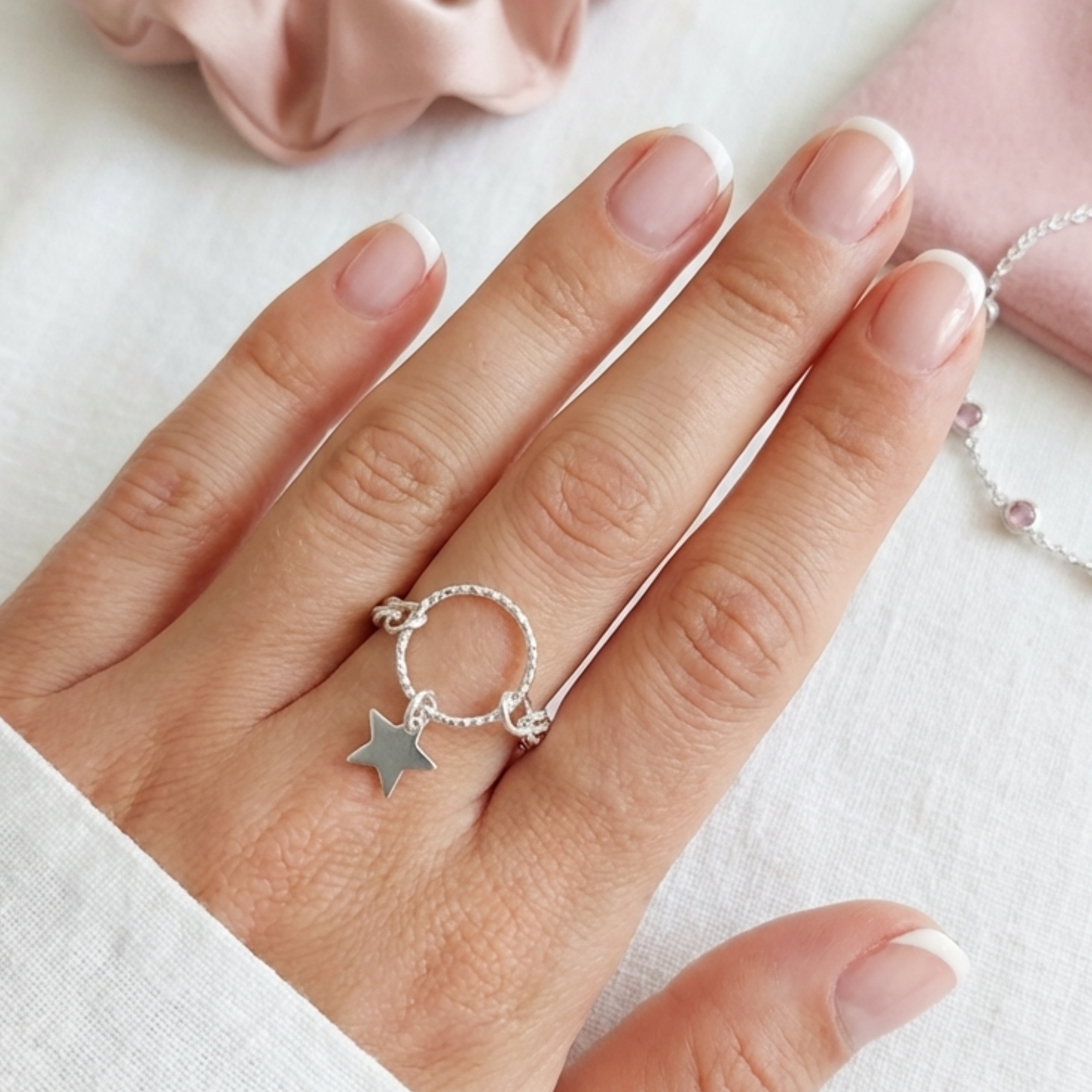 bague-argent-massif-925-chaine-anneau-diamanté-étoile-linsolente-bijoux
