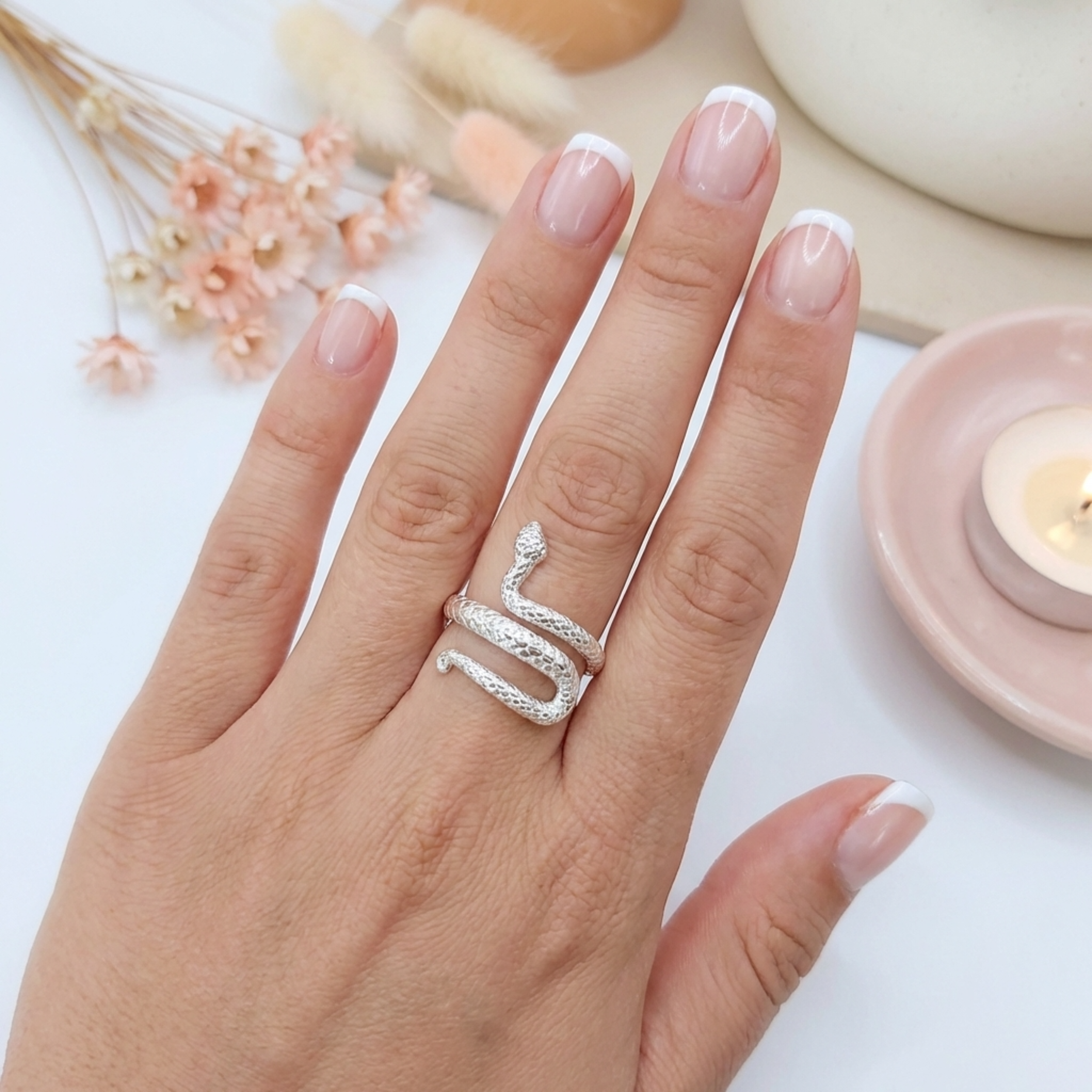 Bague Ancienne Argent Massif 925 - Jonc Anneau Serpent - Taille 51 - Occasion