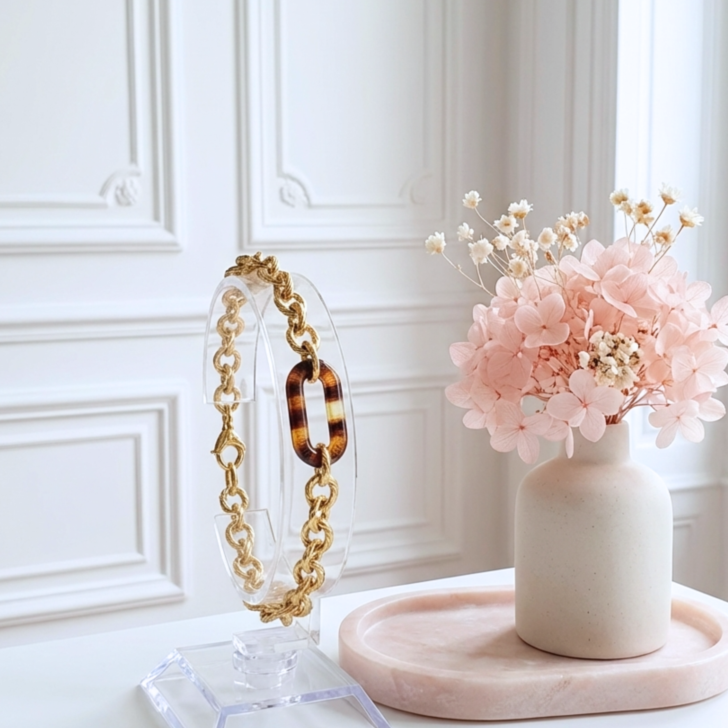 bracelet-acier-inoxydable-femme-chaine-striee-maillon-acrylique-ecaille-linsolente-bijoux