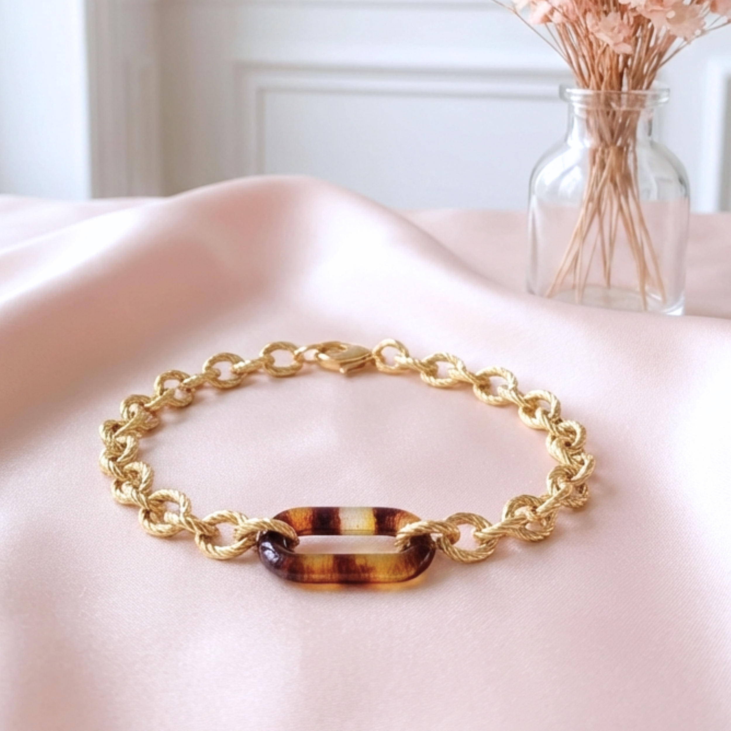 bracelet-acier-inoxydable-femme-chaine-striee-maillon-acrylique-ecaille-l-insolente-bijoux-francais