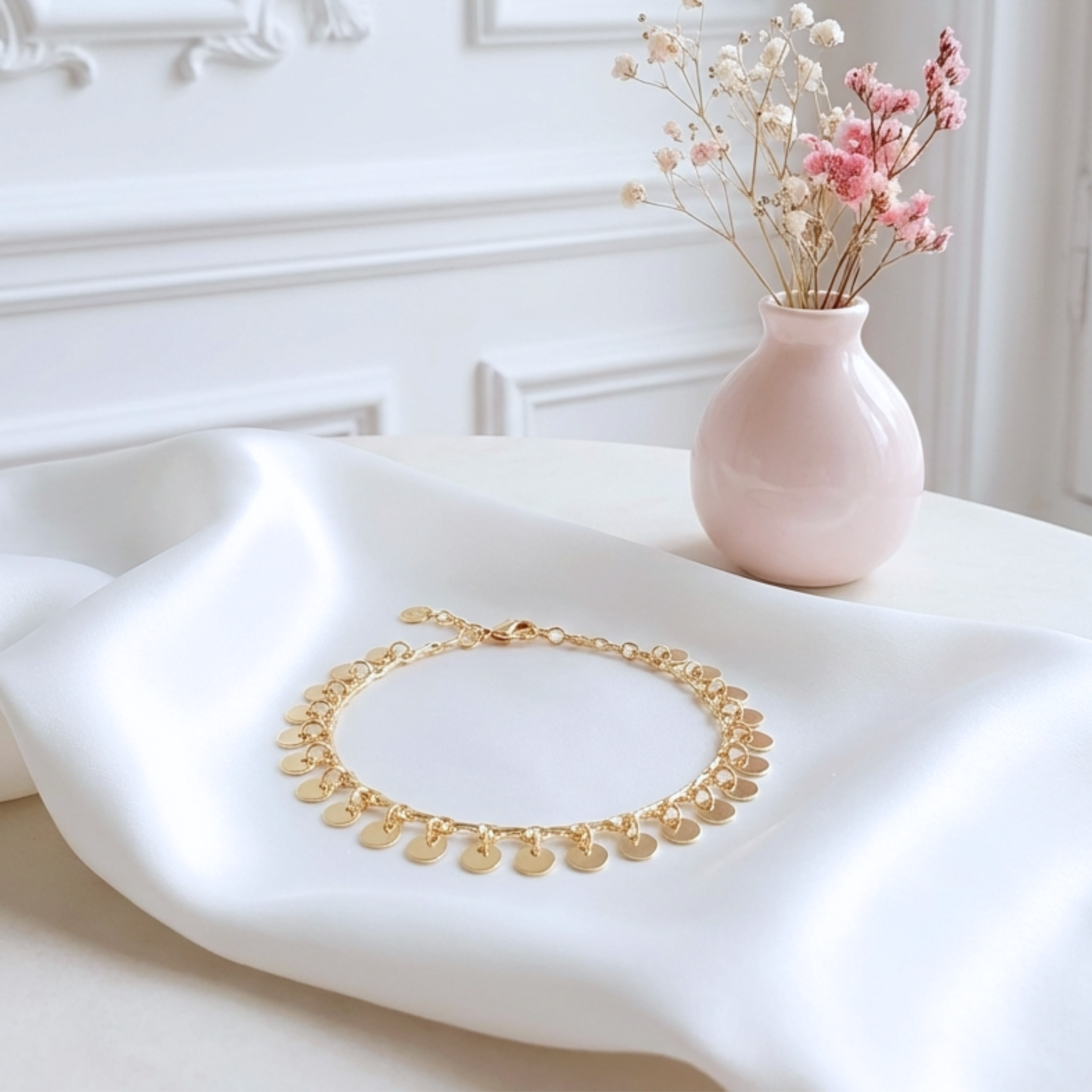 bracelet-femme-pampilles-pastilles-breloques-doré-24-carats-linsolente-bijoux