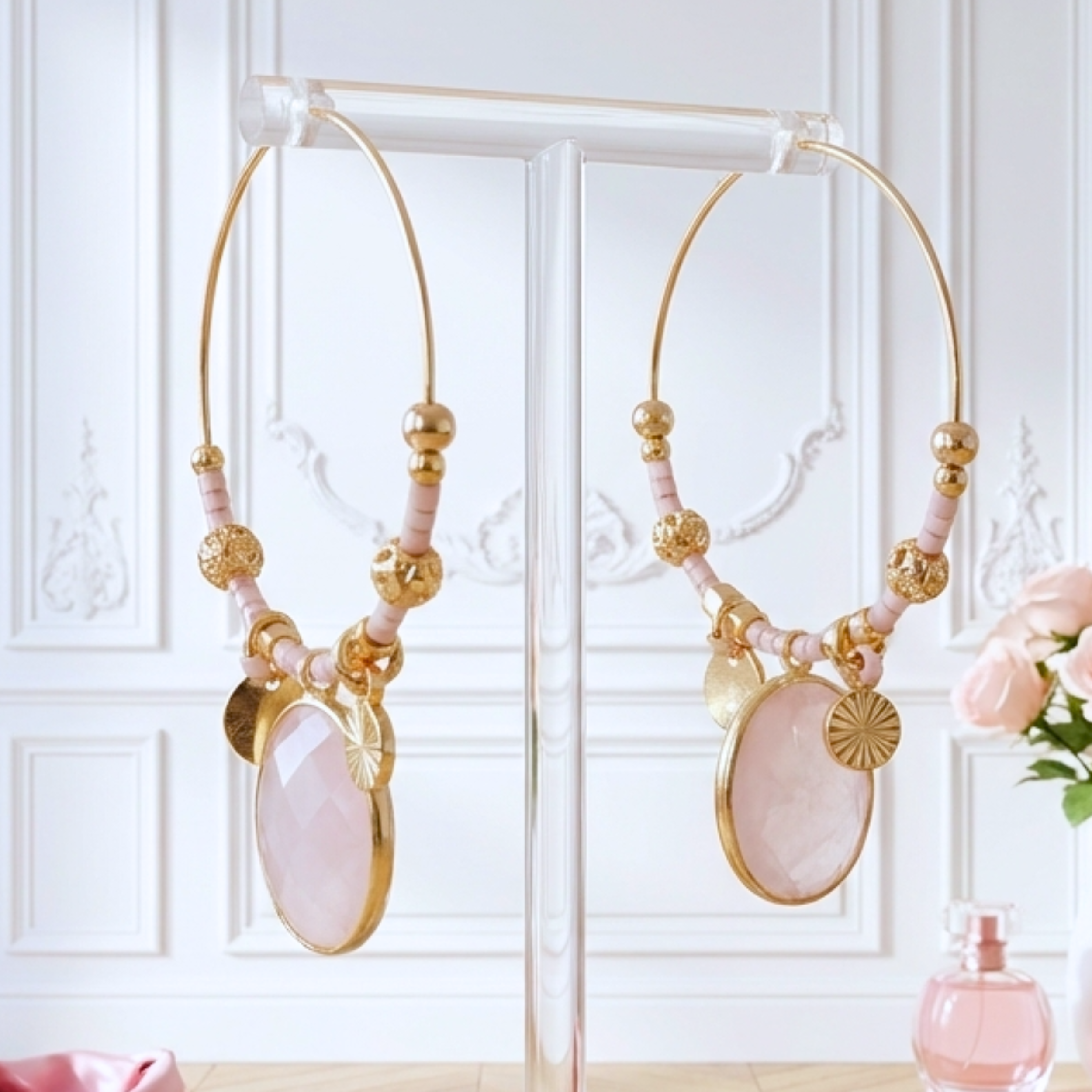boucles-d-oreilles-creoles-gold-filled-quartz-rose-veritable-linsolente-bijoux (4)