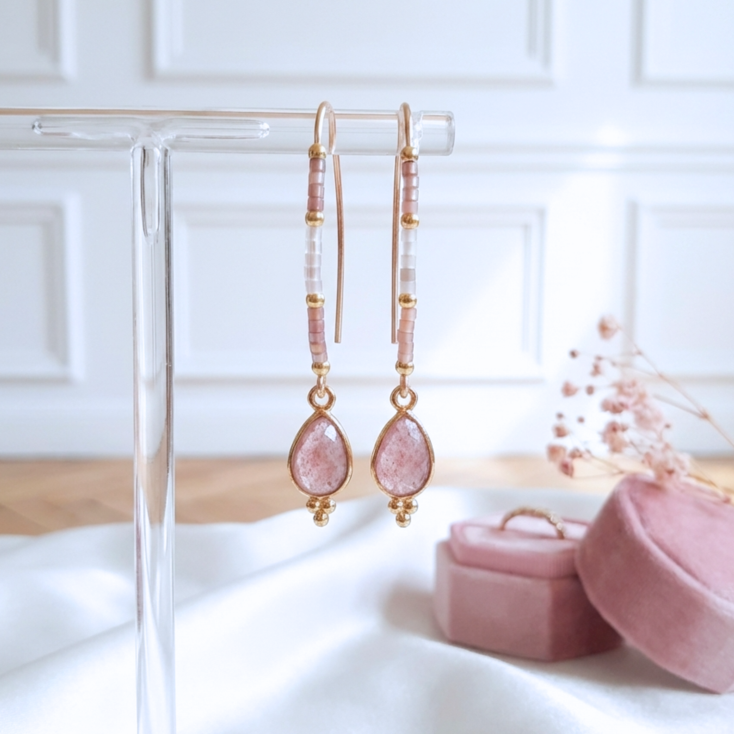 boucles-d-oreilles-gold-filled-quartz-fraise-facettée-véritable-linsolente-bijoux