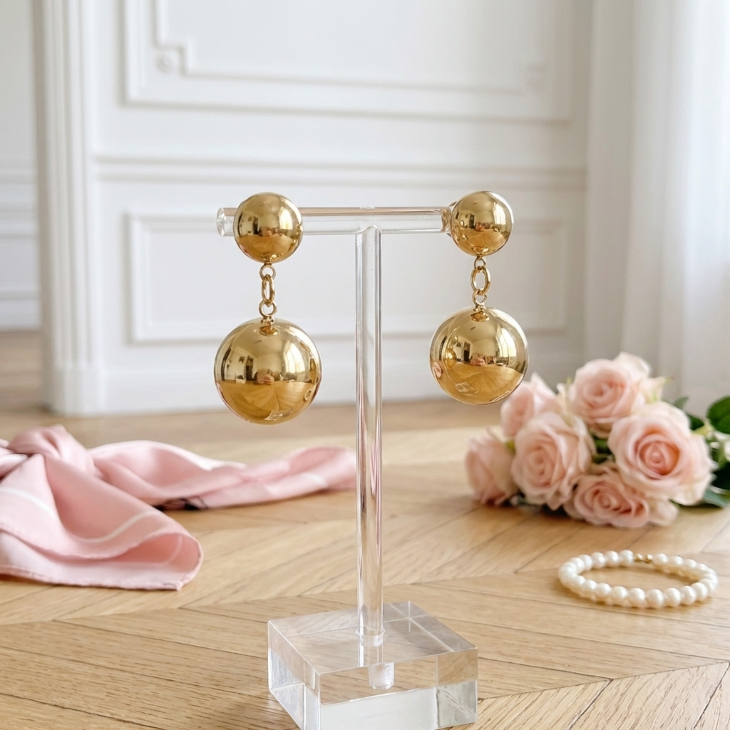 boucles-d-oreilles-boules-femme-sphere-acier-inoxydable-doré-linsolente-bijoux