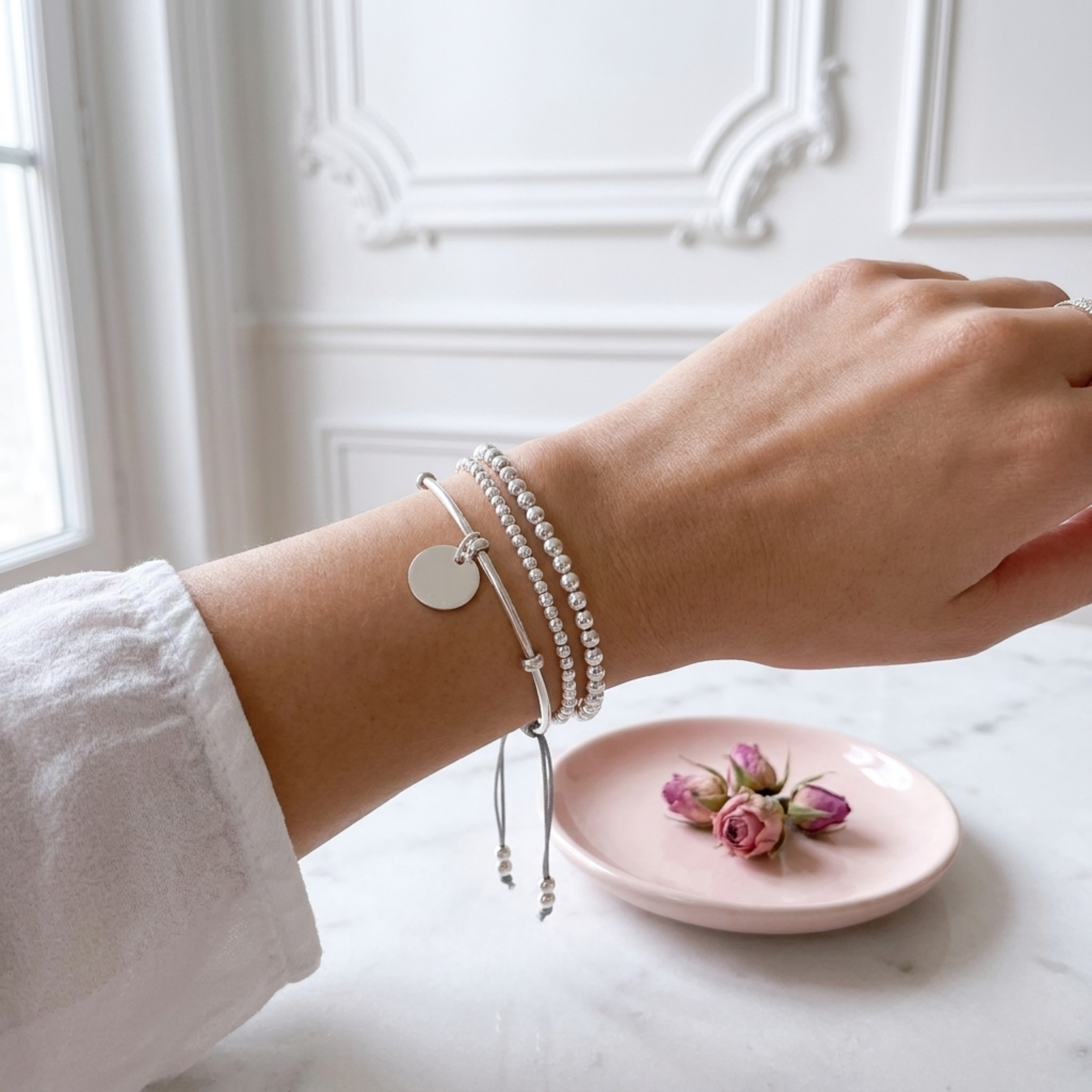 bracelet-jonc-argent-femme-médaille- argent-925-massif-l-insolente-bijoux