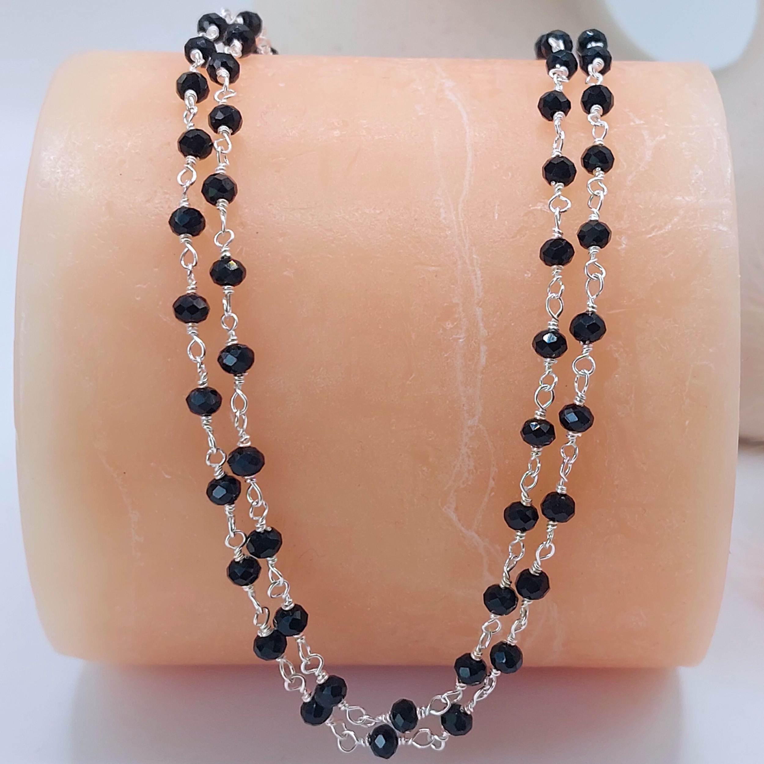 collier-argent-925-massif-double-rangs-chaine-rosaire-spinelle-noire-l-insolente-bijoux