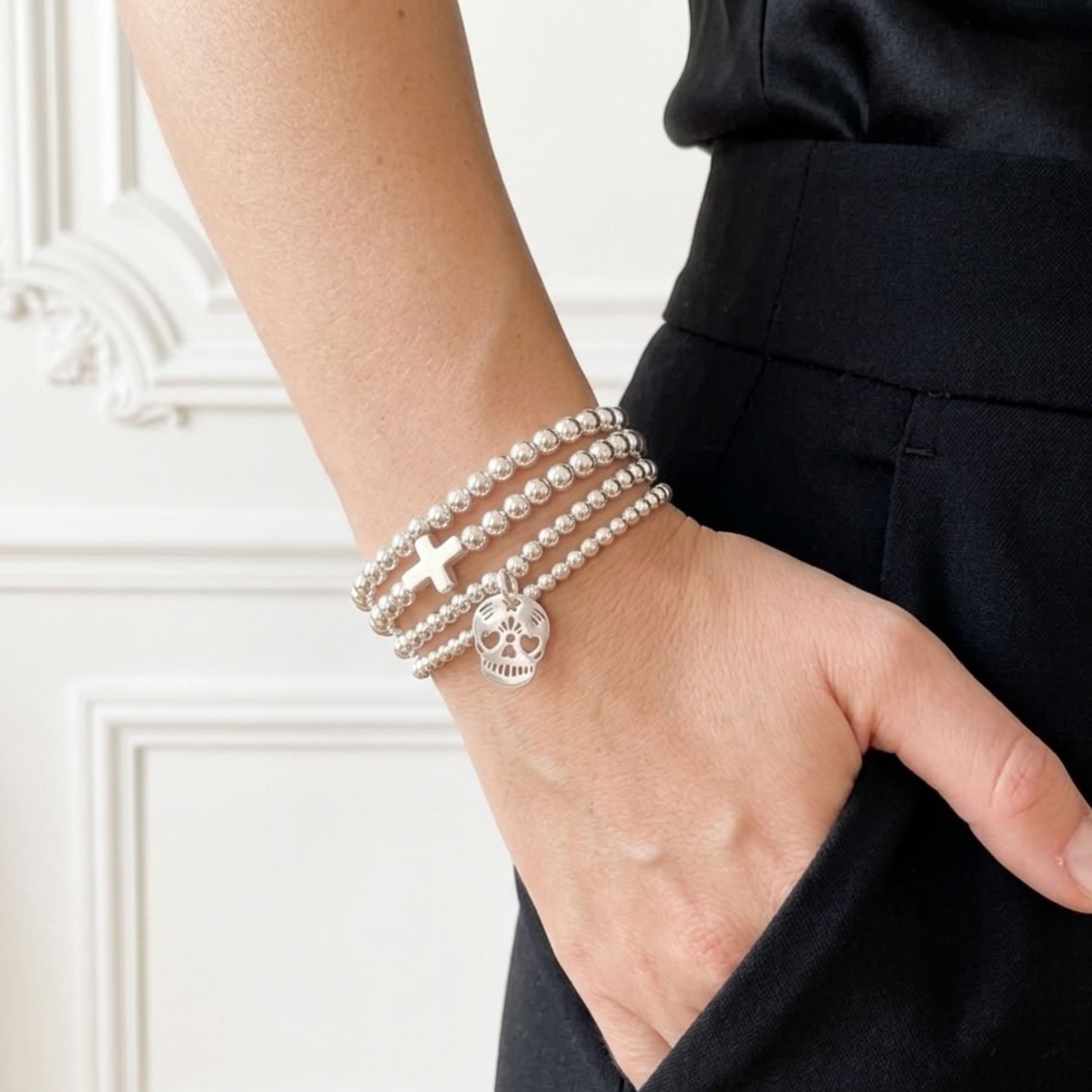 bracelet-perles-argent-massif-veritable-femme-elastique-tete-de-mort-calavera-massif-l-insolente-bijoux