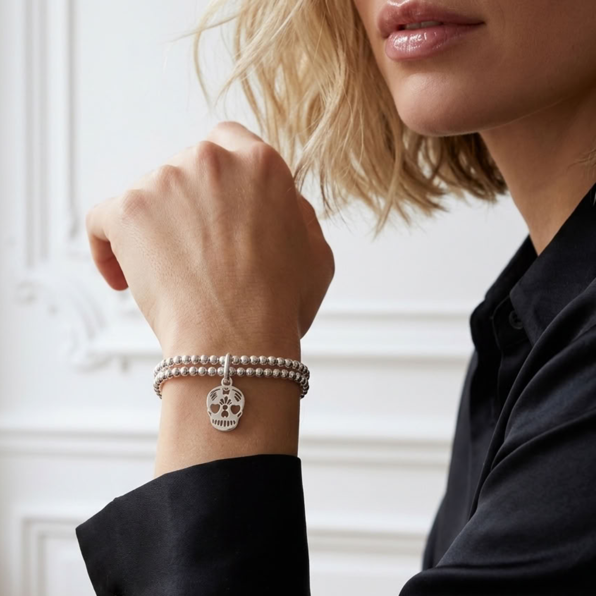 bracelet-perles-argent-925-massif-tete-de-mort-mexicaine-calavera-linsolente-bijoux