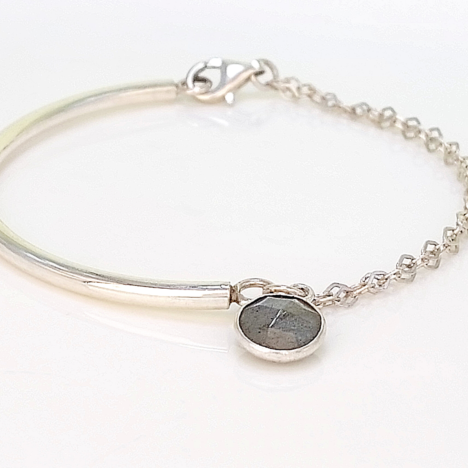 Bracelet Demi-Jonc Argent 925 & Labradorite LANA