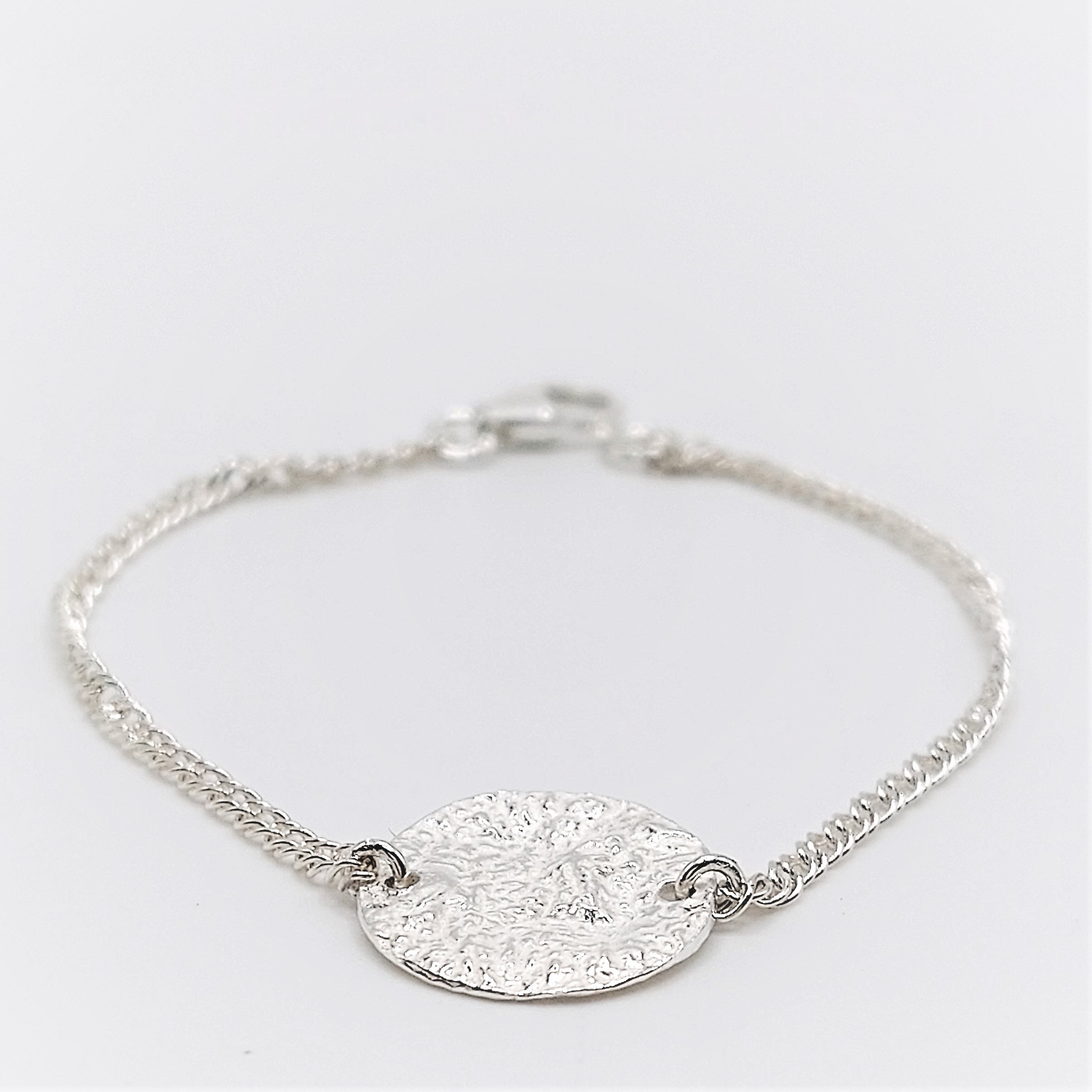 Bracelet argent pastille martelée